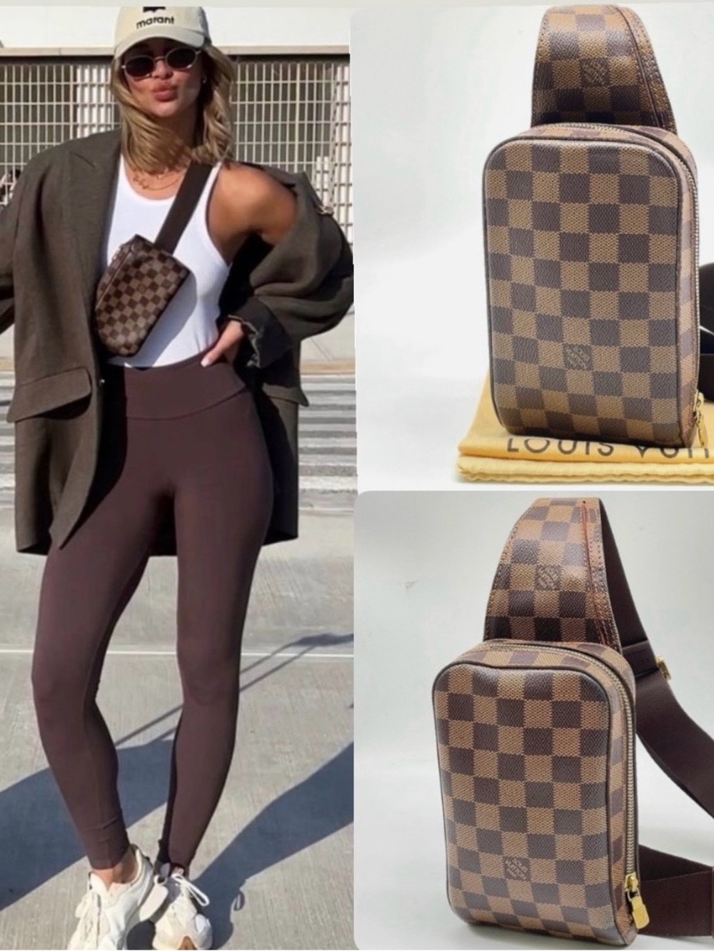 🎊LIKE NEW 🎊Louis Vuitton Damier Ebene Geronimos BELT / CROSSBODY BAG/EUC